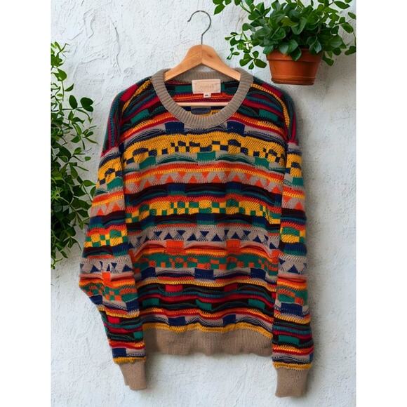 Leoniak Other - Leoniak Coogi Style 3D Knit Sweater XL Chunky Crew Vintage Biggie Smalls